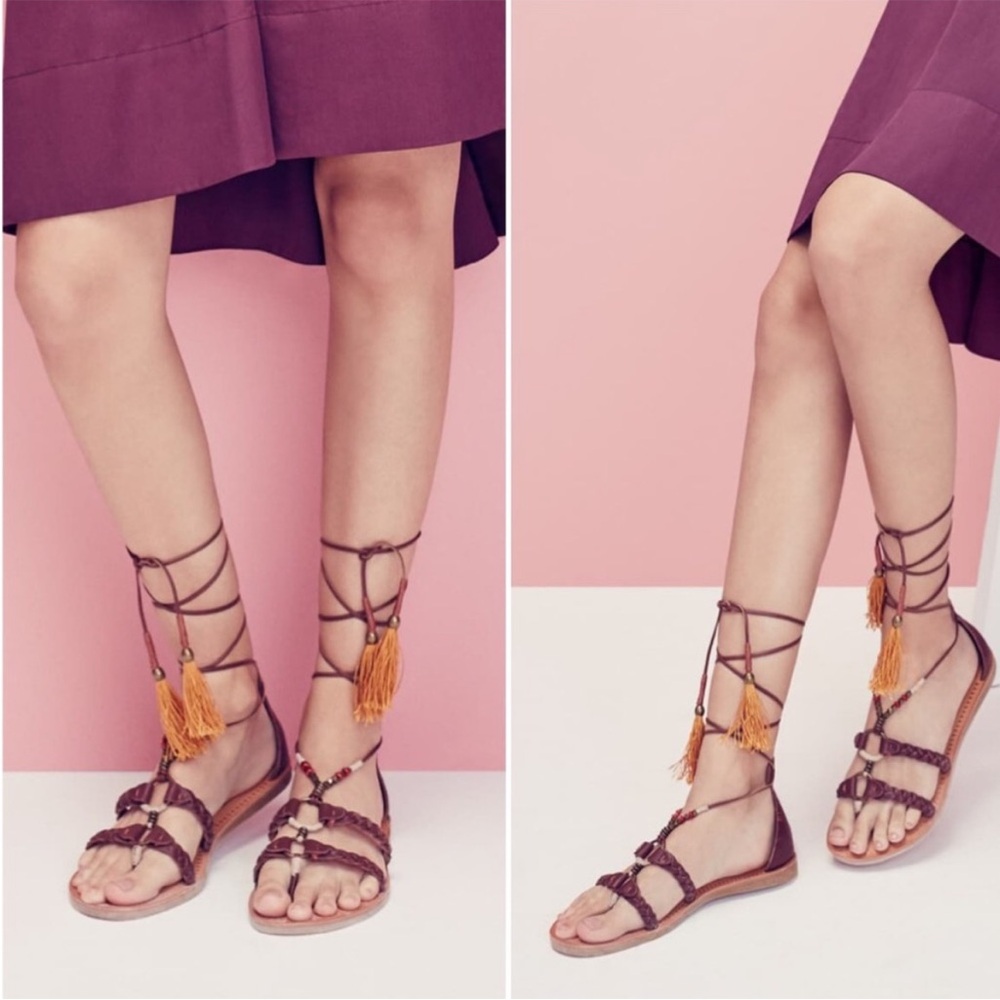 Dolce Vita Women’s Brown Jinny Tassel Wrap w Beading‎ Sandal Size 11